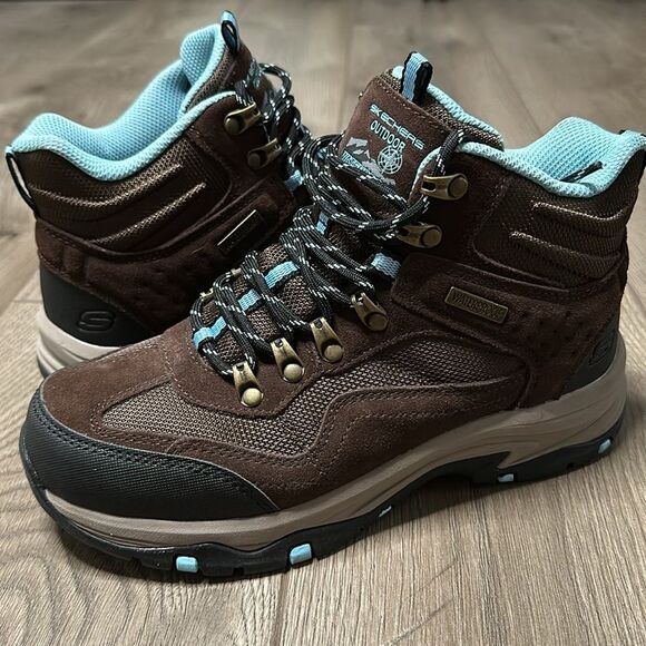 Skechers Trego Base Camp Brown Suede Hiking Waterproof Ankle Boots‎ Size 7 - Picture 1 of 13